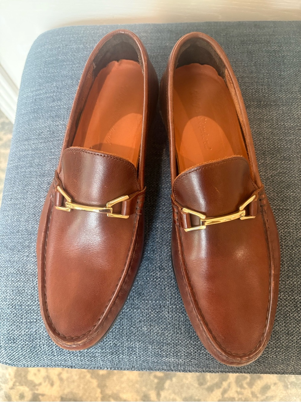Men's Brown Leather Slip-On Loafers with Suede Accent